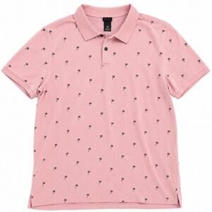 HM Mens Pink Palm Tree Polo Preppy Coastal Golf Resort Vacation Shirt XL